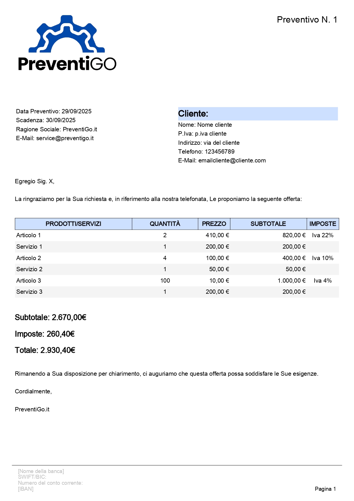 Anteprima preventivo